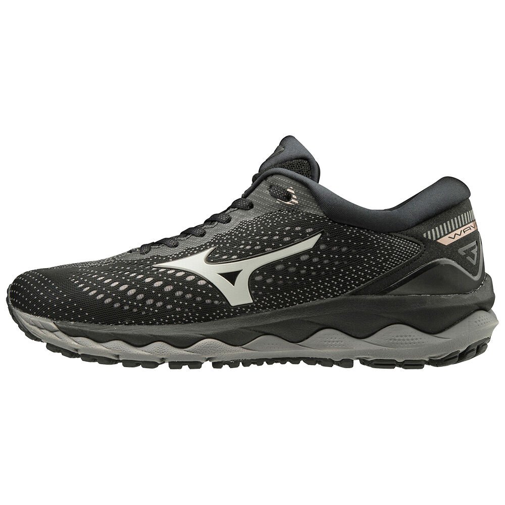 Women's Mizuno Trail Running Shoes Black/Grey WAVE SKY 3 Shoes - J1GD190240